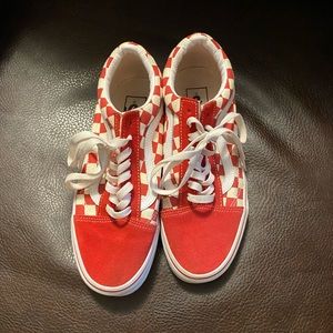 Vans red check sneakers 8.5